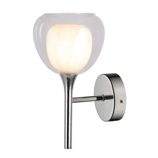 APPLIQUE 1 LUMIÈRE VERRE TRANSPARENT EXTÉRIEUR VERRE INTÉRIEUR BLANC NOLINA 2
