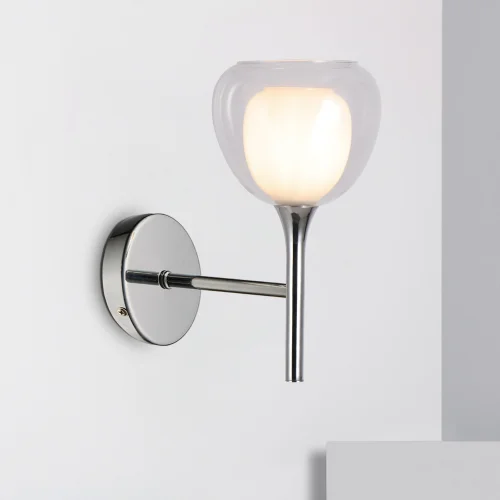 APPLIQUE 1 LUMIÈRE VERRE TRANSPARENT EXTÉRIEUR VERRE INTÉRIEUR BLANC NOLINA