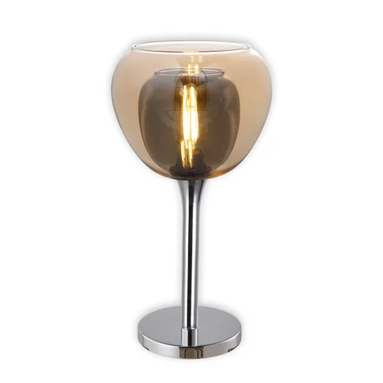 LAMPE DE TABLE 1 LUMIÈRE VERRE EXTÉRIEUR AMBRE INTÉRIEUR FUMÉ NOLINA 2