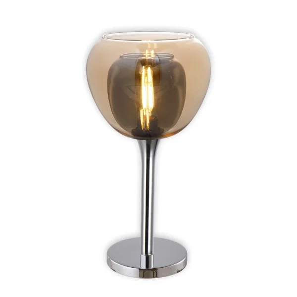 LAMPE DE TABLE 1 LUMIÈRE VERRE EXTÉRIEUR AMBRE INTÉRIEUR FUMÉ NOLINA