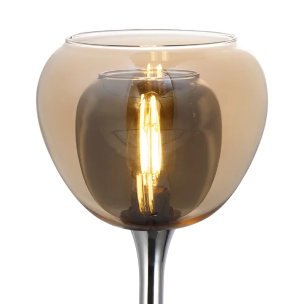 LAMPE DE TABLE 1 LUMIÈRE VERRE EXTÉRIEUR AMBRE INTÉRIEUR FUMÉ NOLINA