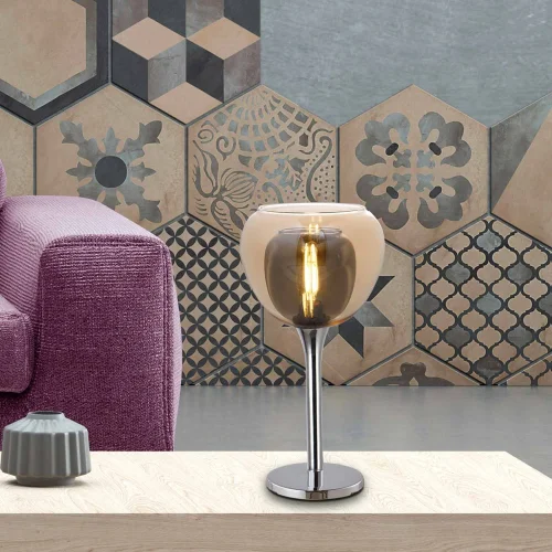 LAMPE DE TABLE 1 LUMIÈRE VERRE EXTÉRIEUR AMBRE INTÉRIEUR FUMÉ NOLINA