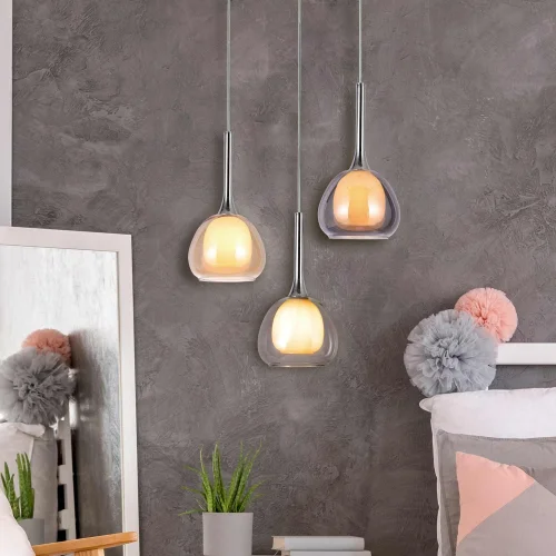 SUSPENSION 3 LUMIÈRES ABAT-JOUR COMBINÉES Ø38 NOLINA