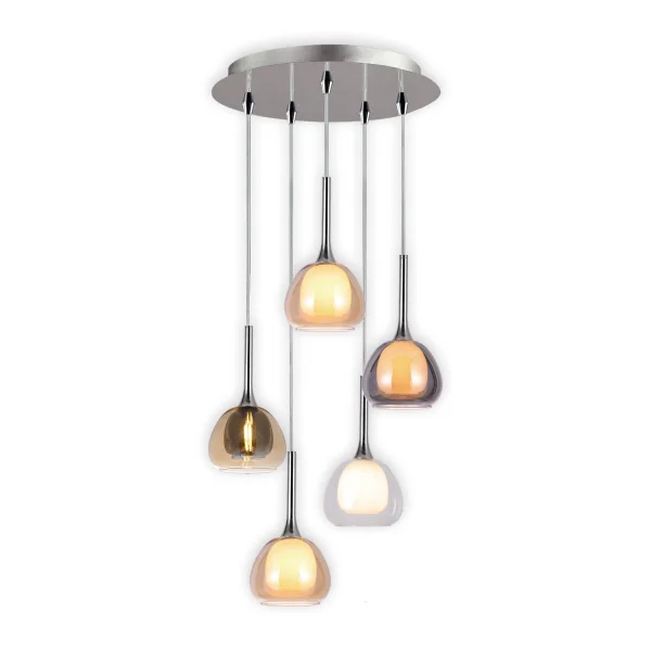 SUSPENSION 5 LUMIÈRES ABAT-JOUR COMBINÉS Ø45 NOLINA