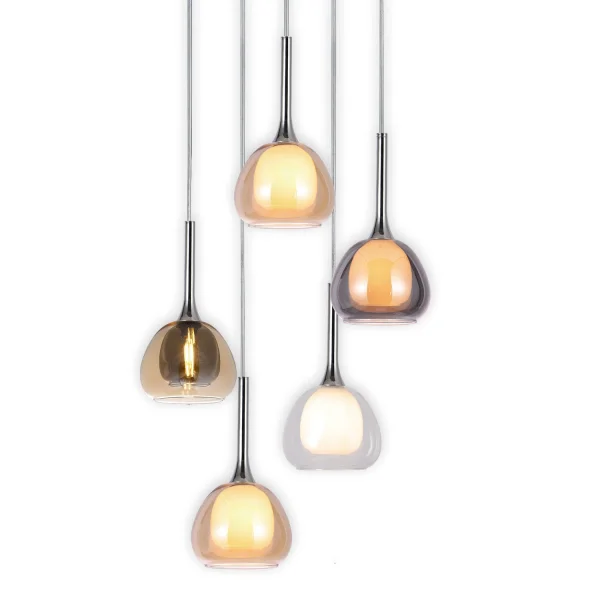 SUSPENSION 5 LUMIÈRES ABAT-JOUR COMBINÉS Ø45 NOLINA