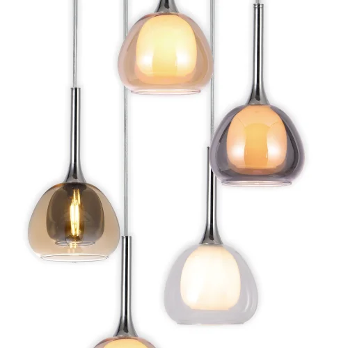 SUSPENSION 5 LUMIÈRES ABAT-JOUR COMBINÉS Ø45 NOLINA