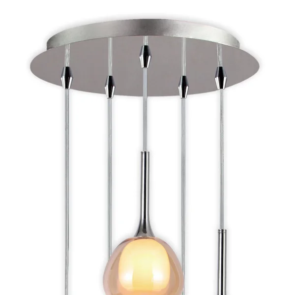 SUSPENSION 5 LUMIÈRES ABAT-JOUR COMBINÉS Ø45 NOLINA