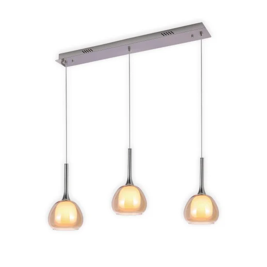 SUSPENSION 3 LUMIÈRES VERRE EN CRISTAL EXTÉRIEUR AMBRE INTÉRIEUR BLANC NOLINA 2