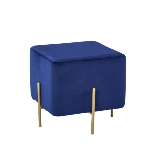 POUF REPOSE-PIEDS EN VELOURS BLEU WOLK