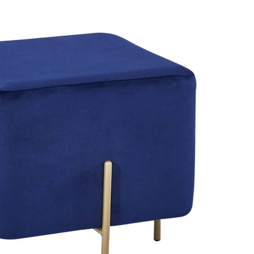 POUF REPOSE-PIEDS EN VELOURS BLEU WOLK