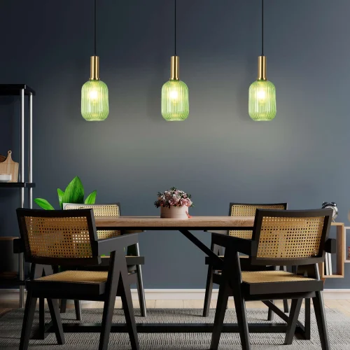 SUSPENSION 1 LUMIÈRE AVEC ABAT-JOUR VERT SHELBY