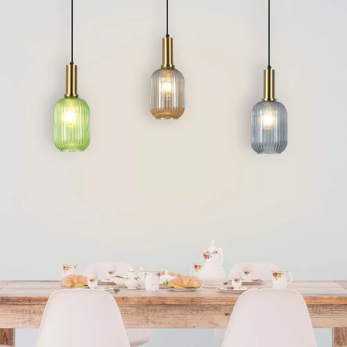 SUSPENSION 1 LUMIÈRE AVEC ABAT-JOUR VERT SHELBY