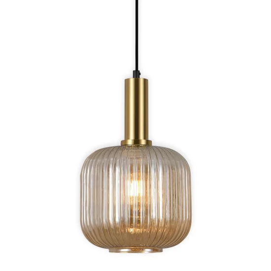 SUSPENSION 1 LUMIÈRE AVEC ABAT-JOUR AMBRE Ø20 E27 SHELBY