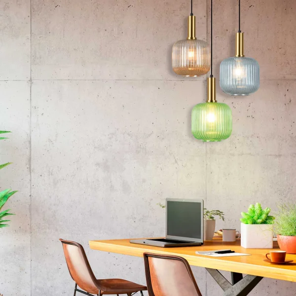 SUSPENSION 1 LUMIÈRE AVEC ABAT-JOUR AMBRE Ø20 E27 SHELBY SUSPENSION 1 LUMIÈRE AVEC ABAT-JOUR AMBRE Ø20 E27 SHELBY