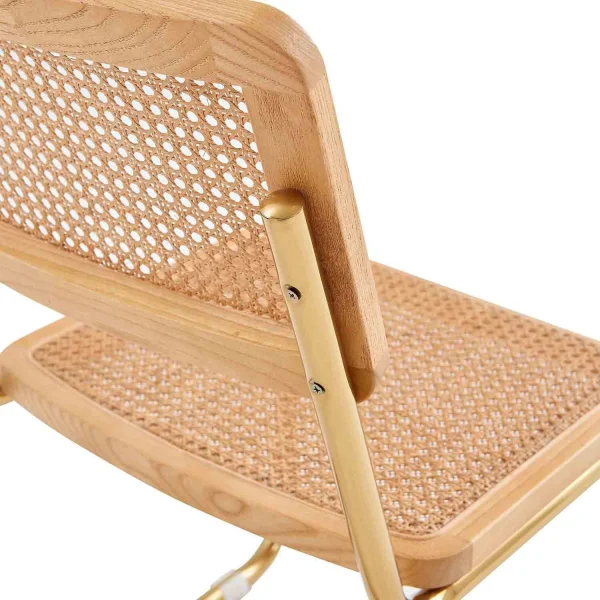 CHAISE DROITE WEBSTER ROTIN NATUREL PIEDS DORÉS