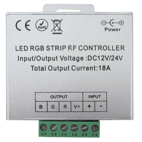 CONTRÔLEUR DE BANDE RGB 12V/24V 18 AMPÈRES CONTRÔLEUR DE BANDE RGB 12V/24V 18 AMPÈRES