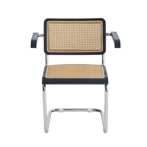 FAUTEUIL WEBSTER DROIT NOIR ROTIN NATUREL