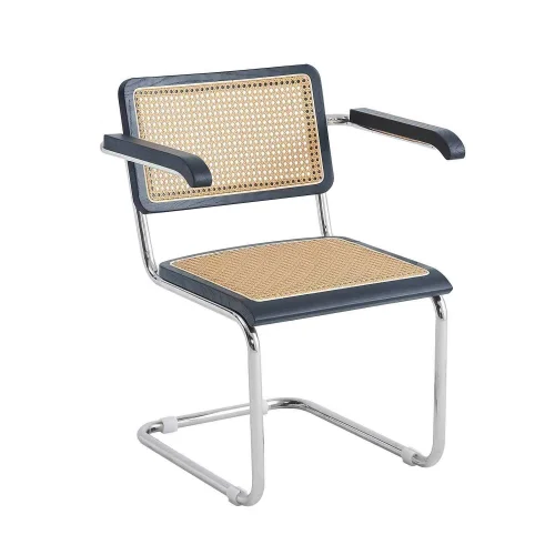 FAUTEUIL WEBSTER DROIT NOIR ROTIN NATUREL