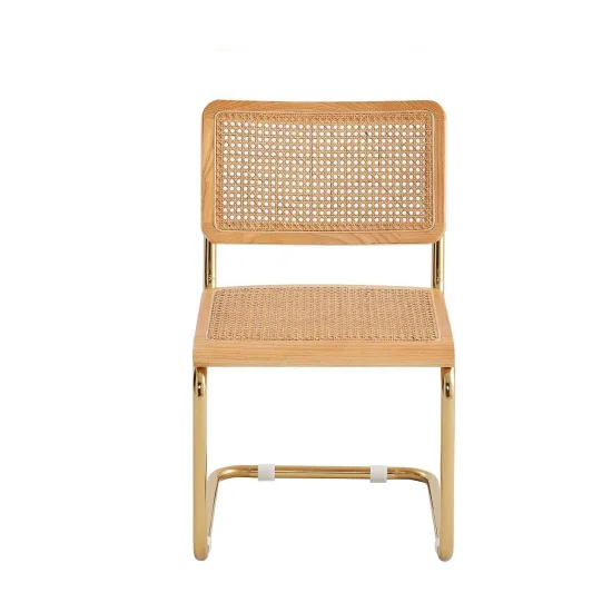 CHAISE DROITE WEBSTER ROTIN NATUREL PIEDS DORÉS 2