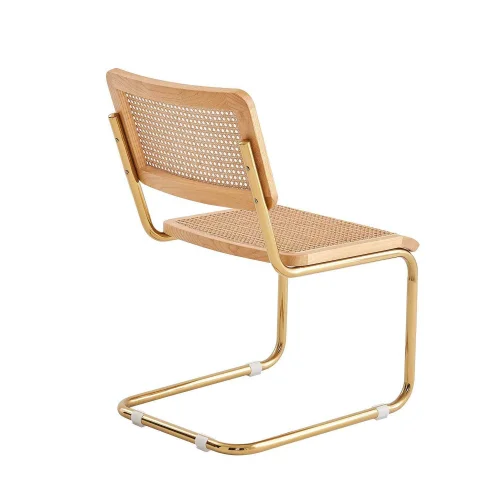 CHAISE DROITE WEBSTER ROTIN NATUREL PIEDS DORÉS