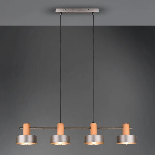 SUSPENSION 4 LUMIÈRES EN MÉTAL NICKEL ANTIQUE NIELS