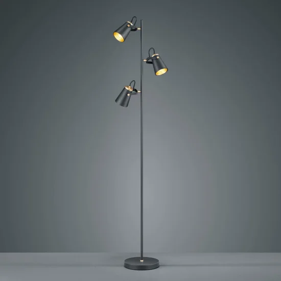 LAMPADAIRE 3 LUMIÈRES MÉTAL NOIR E14 QUILES 2