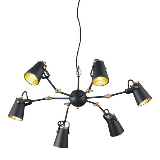 SUSPENSION 6 LUMIÈRES MÉTAL NOIR E14 QUILES 2