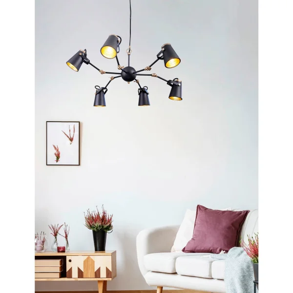 SUSPENSION 6 LUMIÈRES MÉTAL NOIR E14 QUILES SUSPENSION 6 LUMIÈRES MÉTAL NOIR E14 QUILES