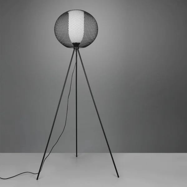 LAMPADAIRE À GRILLE MÉTALLIQUE NOIR IDRIS