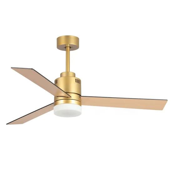 VENTILATEUR DE PLAFOND LED 18W RÉGLABLE OR NOIR/HÊTRE GODRIC