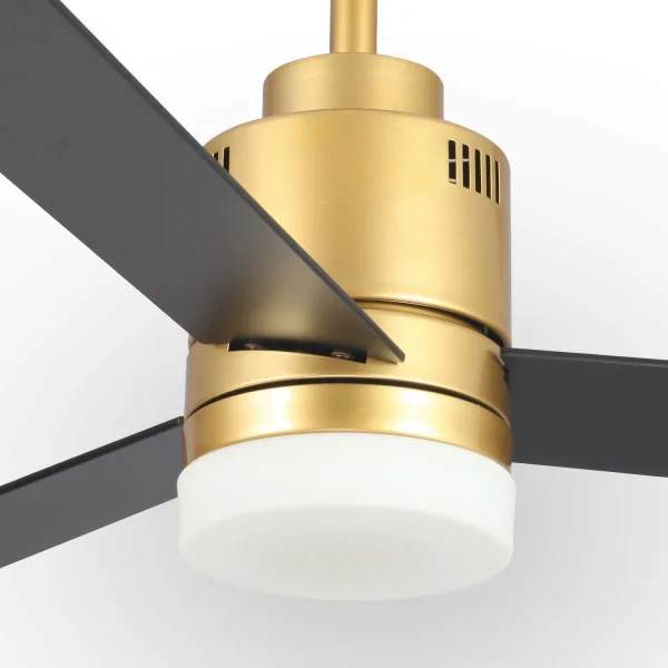 VENTILATEUR DE PLAFOND LED 18W RÉGLABLE OR NOIR/HÊTRE GODRIC