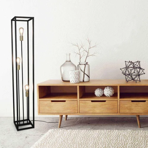 LAMPADAIRE 3 LUMIÈRES MÉTAL NOIR E27 GALDUR