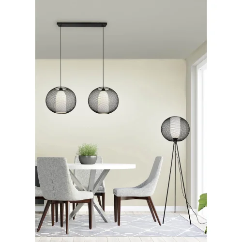 LAMPADAIRE À GRILLE MÉTALLIQUE NOIR IDRIS