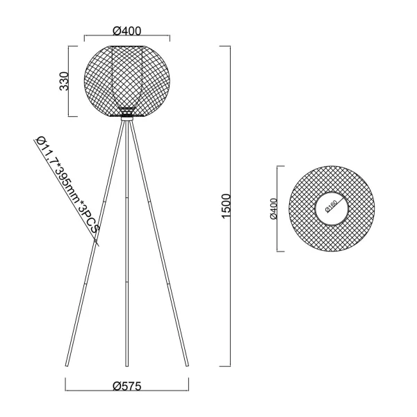 LAMPADAIRE À GRILLE MÉTALLIQUE NOIR IDRIS