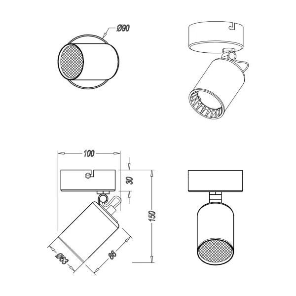SPOT 1 LUMIÈRE MÉTAL BLANC GU10 WERNER