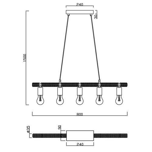 SUSPENSION 5 LUMIÈRES DEWA