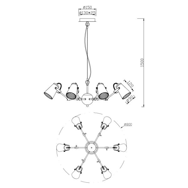 SUSPENSION 6 LUMIÈRES MÉTAL NOIR E14 QUILES SUSPENSION 6 LUMIÈRES MÉTAL NOIR E14 QUILES