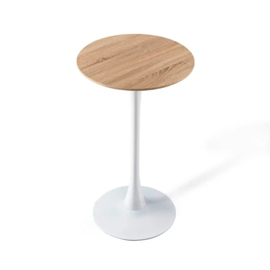 TABLE HAUTE SAN ANTONI Ø60 CM BLANC/CHÊNE NATUREL 2