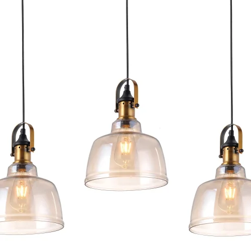 SUSPENSION 3 LUMIÈRES FEBRUARY VERRE CHAMPAGNE BASE RECTANGULAIRE