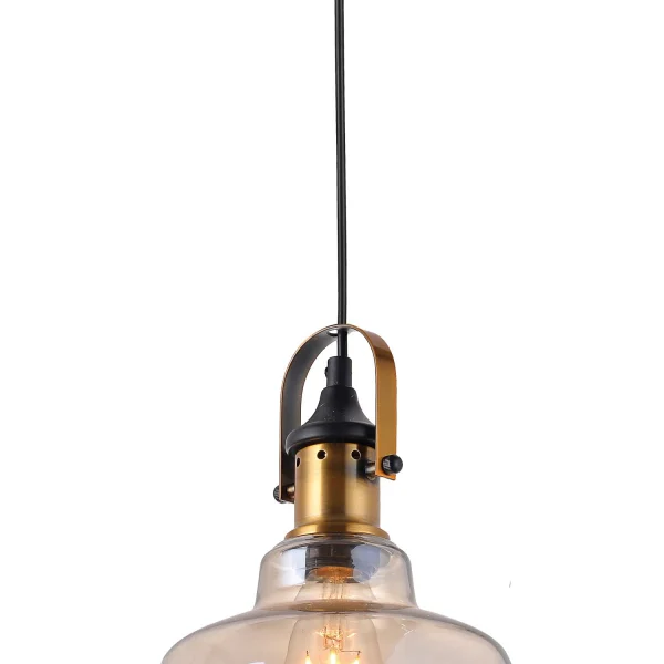 SUSPENSION 3 LUMIÈRES FEBRUARY VERRE CHAMPAGNE BASE RECTANGULAIRE