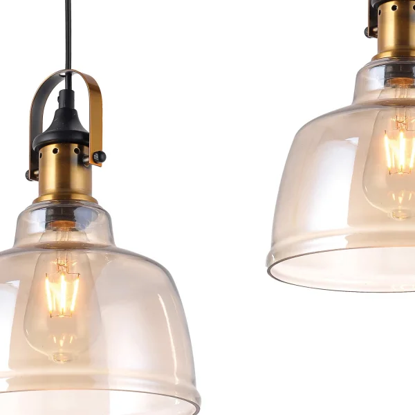 SUSPENSION 3 LUMIÈRES FEBRUARY VERRE CHAMPAGNE BASE RECTANGULAIRE