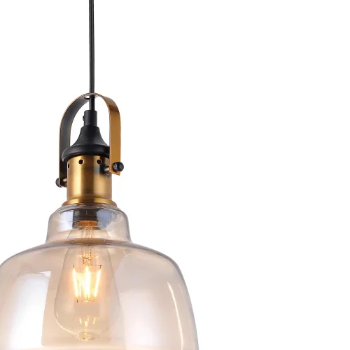 SUSPENSION 3 LUMIÈRES FEBRUARY VERRE CHAMPAGNE BASE CIRCULAIRE