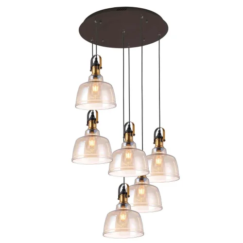 SUSPENSION 6 LUMIÈRES FEBRUARY VERRE CHAMPAGNE E27 SUSPENSION 6 LUMIÈRES FEBRUARY VERRE CHAMPAGNE E27