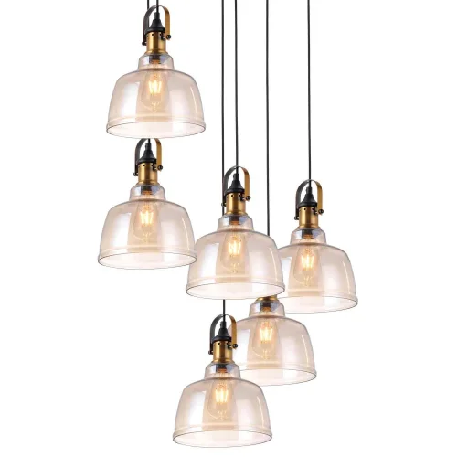SUSPENSION 6 LUMIÈRES FEBRUARY VERRE CHAMPAGNE E27 SUSPENSION 6 LUMIÈRES FEBRUARY VERRE CHAMPAGNE E27