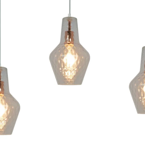 SUSPENSION 3 LUMIÈRES BASE RECTANGULAIRE OR ROSE MAVERICK