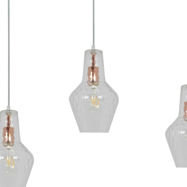 SUSPENSION 3 LUMIÈRES BASE RECTANGULAIRE OR ROSE MAVERICK