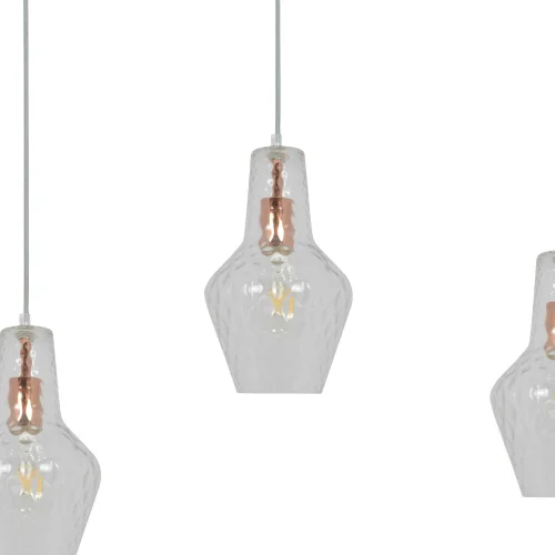 SUSPENSION 3 LUMIÈRES BASE RECTANGULAIRE OR ROSE MAVERICK