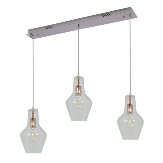 SUSPENSION 3 LUMIÈRES BASE RECTANGULAIRE OR ROSE MAVERICK 2