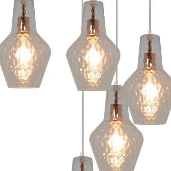 SUSPENSION 6 LUMIÈRES Ø 80 CM OR ROSE MAVERICK