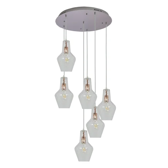 SUSPENSION 6 LUMIÈRES Ø 80 CM OR ROSE MAVERICK 2